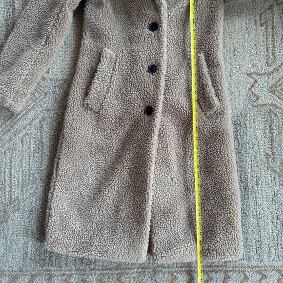 Sherpa Teddy Coat Cozy Neutral Faux Shearling Winter Quiet Luxury Abercrombie XS - Picture 11 of 12